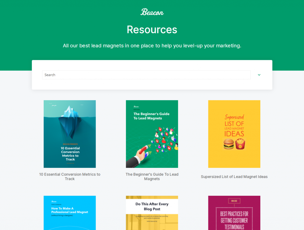 Screenshot of Beacon resource library.